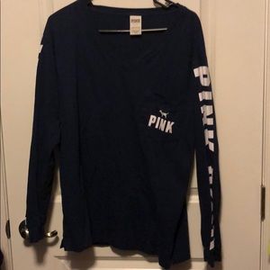 Large Pink V neck long sleeve